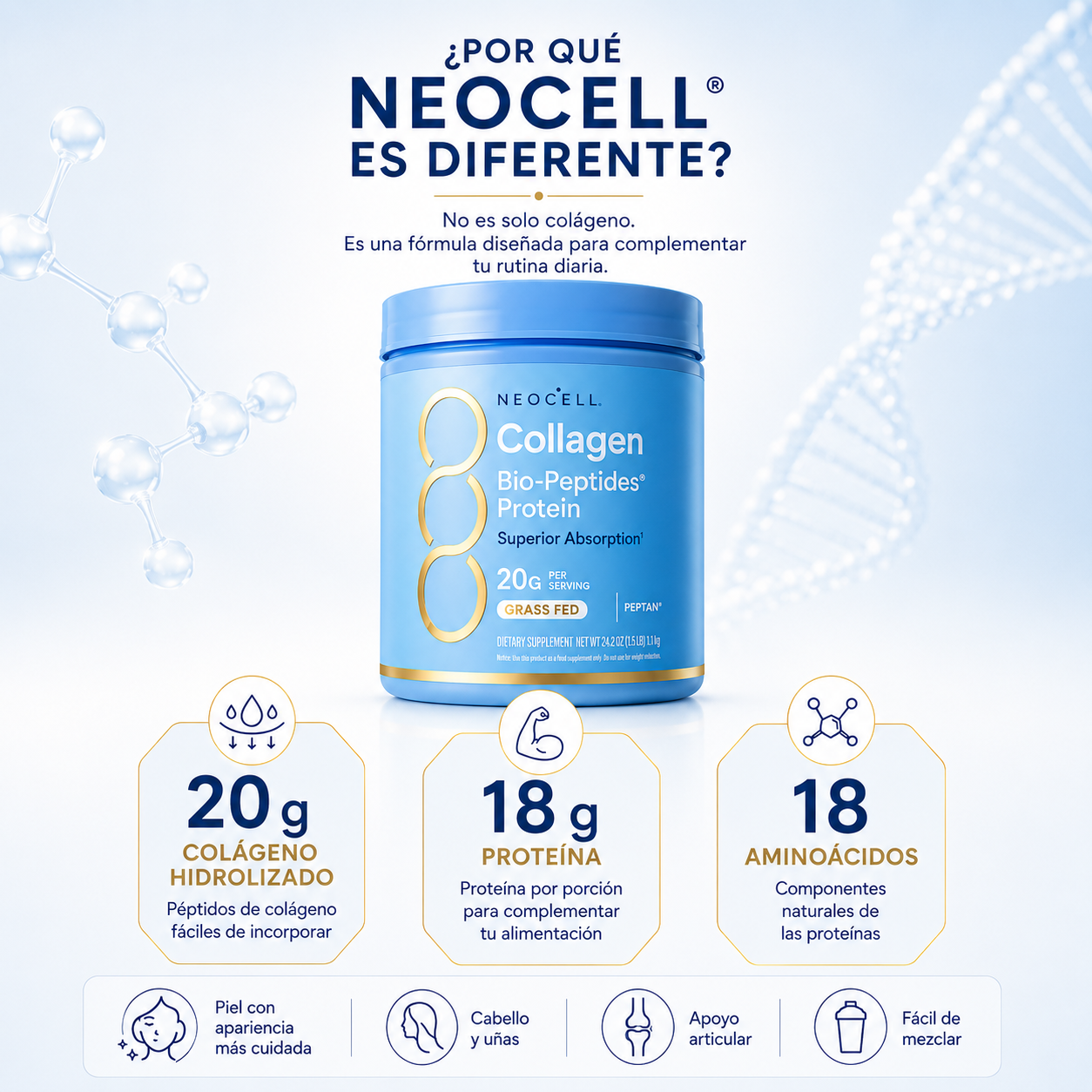 NeoCell® Colágeno Premium + Biopéptidos Proteína 567g